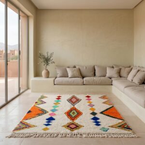 Azilal Diamond Chain Rug, Rainbow Wool Carpet, Hand Knotted Berber Shag (Custom)