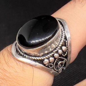 Berber Sterling Silver Ring: Black Onyx, Handmade Tribal Jewelry