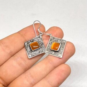 Tuareg Berber Amber Earrings: Sterling Silver African Tribal Jewelry