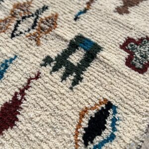 Azilal Rug - Ivory Multicolor Wool Rug - Handmade Symbol Rug - Colorful Berber Carpet - Boho Area Rug - Multiple Sizes