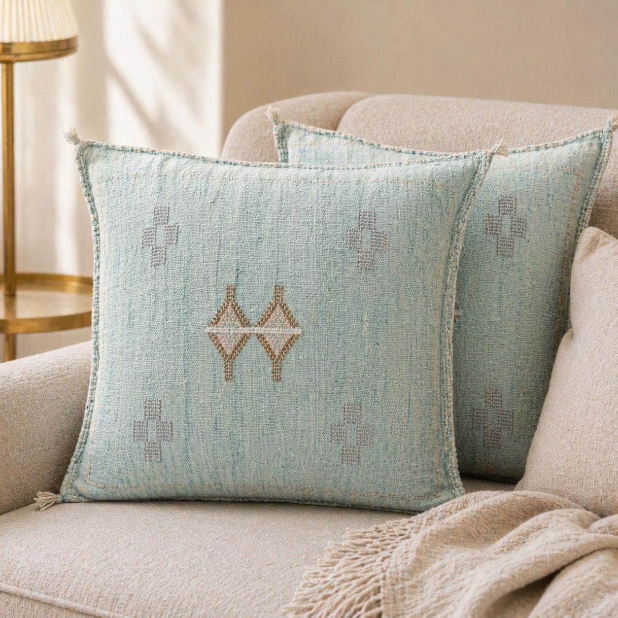 Berber Cactus Silk Cover 20x20 Blue Sky Pillow