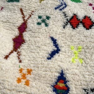 Azilal Rug - Ivory Rainbow Symbol Wool Rug - Handmade Boho Rug - Colorful Berber Carpet - Tribal Area Rug - Multiple Sizes