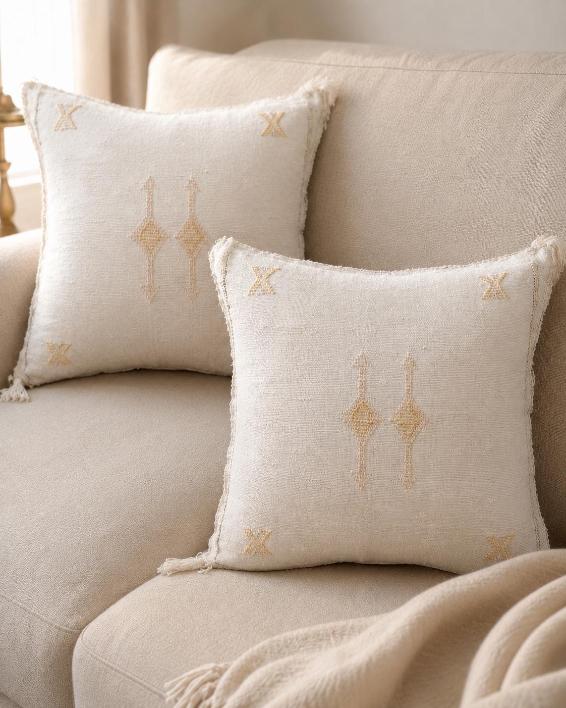 Berber White Cactus Pillow