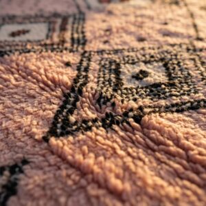 Blush Pink Rug, Beni Ourain Diamond Shag Carpet, Boho Berber Wool Handmade