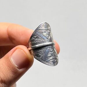 Handmade Berber Sterling Silver Ring: Bohemian Ethnic Jewelry, US Size 9