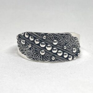 Berber Sterling Silver Cuff Bracelet, Tuareg Tribal Bangle, Adjustable Boho