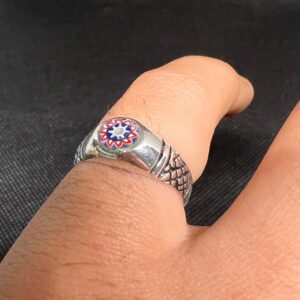 Handmade Berber Sterling Silver Ring: Tribal Rosetta Bead