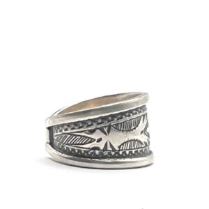 Sterling Silver Amazigh Ring - Hand-Engraved Berber Tribal Band (Size 7 US)