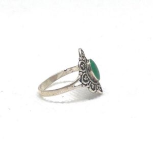 Amazigh Silver Ring Engagement Tourmaline Onyx For Women: Ethnic Tibetan Sterling Boho Tribal Jewelry