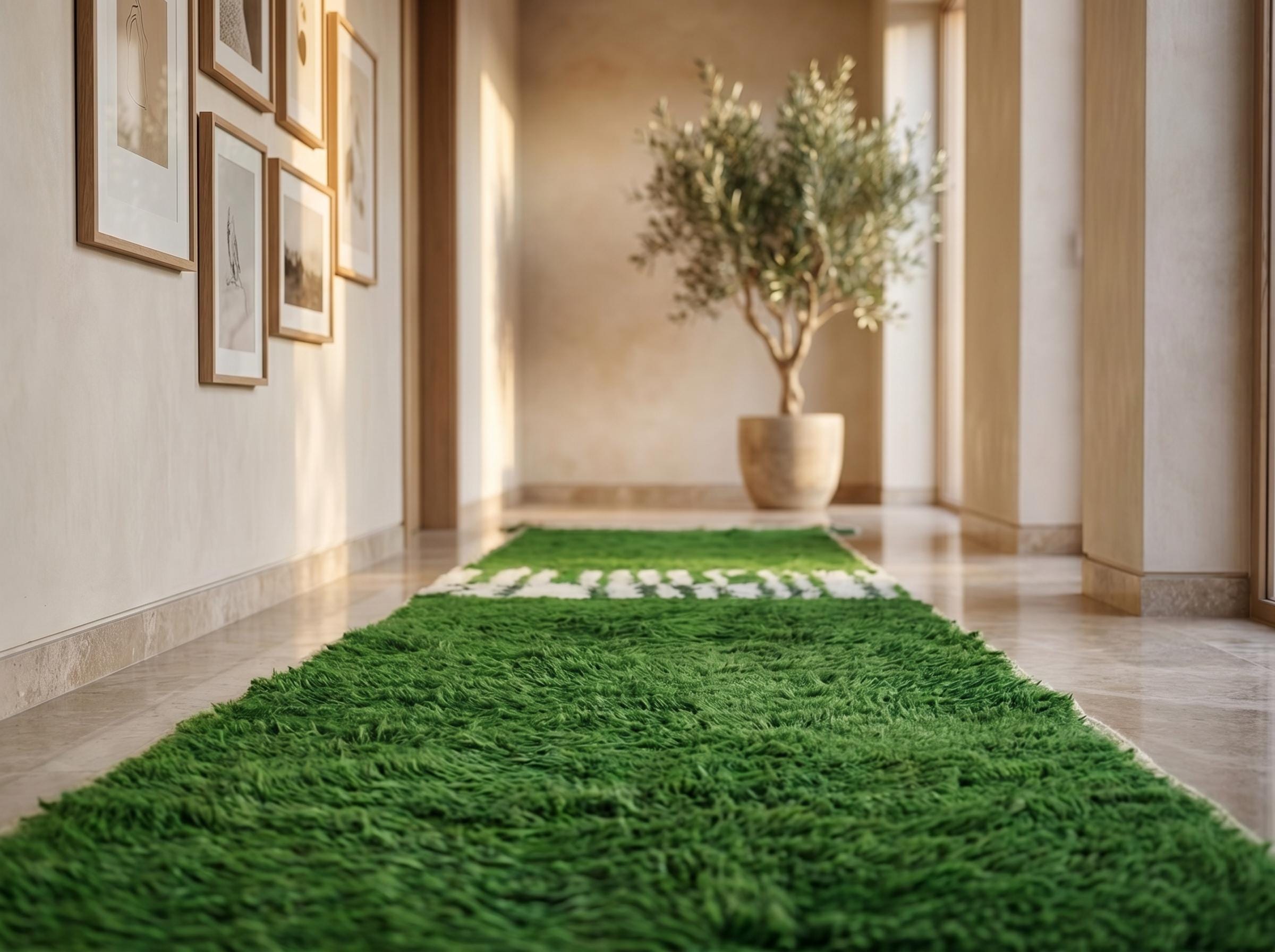 Berber Green Hallway Rug