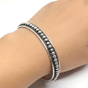 Handmade Berber Cuff: Sterling Silver Beaded Bracelet