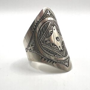 Handmade Sterling Silver Tuareg Ring: Tribal Engraved Boho Ethnic Jewelry (Size 8)