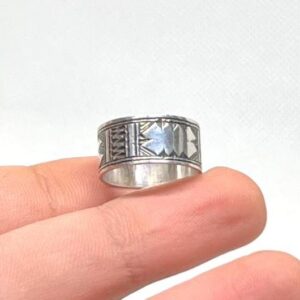 Handmade Sterling Silver Tuareg Cross Ring: Engraved Berber Ethnic Tribal Jewelry