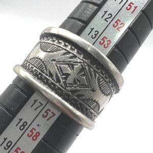 Sterling Silver Amazigh Ring - Hand-Engraved Berber Tribal Band (Size 7 US)
