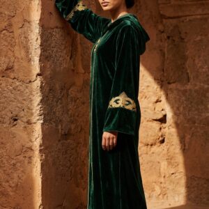 Amazigh Djellaba - Green Velvet Traditional Occasion Wear