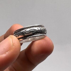 Vintage Handmade Berber Sterling Silver 925 Spinning, Spinner Silver Ring, Boho Meditation Band