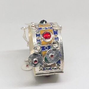 Handcrafted Berber Cuff Bracelet: Kabyle Enamel Plated Silver Jewelry