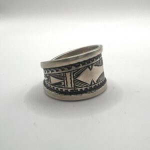 Tuareg Sterling Silver Amazigh Ring - Ethnic Engraved Berber Tribal African Boho (Size 56 FR)