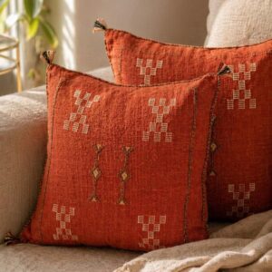 Berber Burnt Orange Cactus Silk Handmade Sabra Pillow