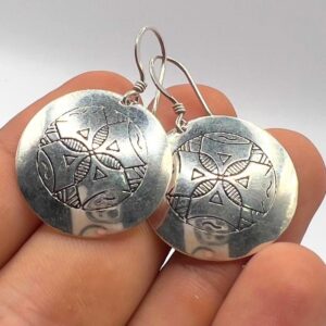 Tuareg Sterling Silver Amazigh Yaz Symbol Bohemian Earrings: Berber Jewelry