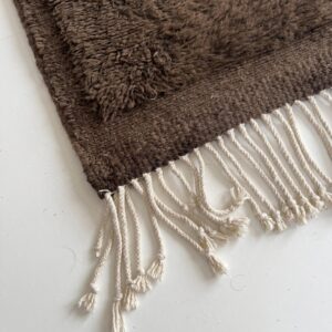 Mrirt Rug - Chocolate Brown Luxury Wool Rug - Handmade Tone-on-Tone Grid Rug - Ultra Plush Area Rug - Berber Carpet
