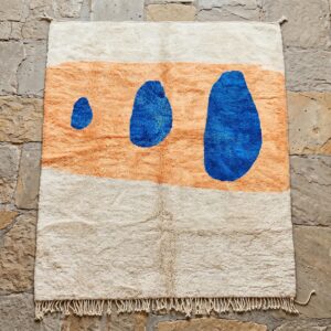 Berber Azilal Rug Blue & Peach Abstract Shapes