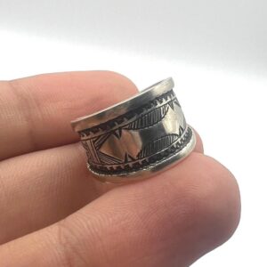 Tuareg Sterling Silver Amazigh Ring - Ethnic Engraved Berber Tribal African Boho (Size 56 FR)