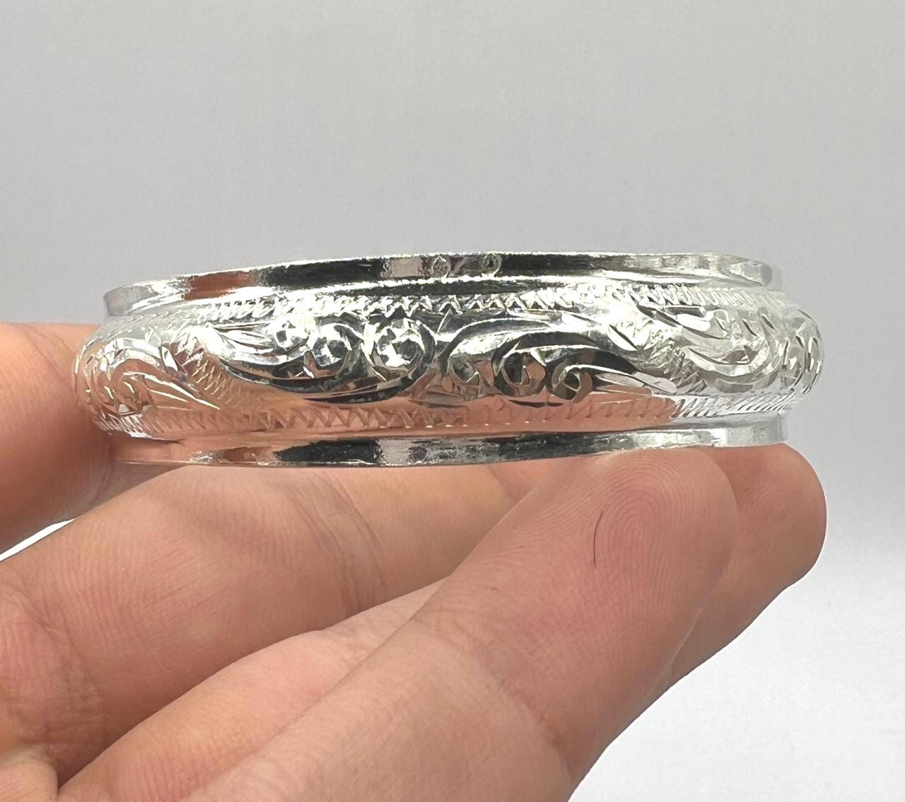 Cuff Silver Bracelet Handmade Berber Tribal Bangle Ethnic African Tuareg Engraved Simple Sterling