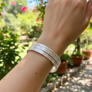 Sterling Silver Bangle Set, Berber Cuff Bracelets, Tribal Jewelry