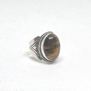 Handmade Sterling Silver Tiger's Eye Ring: Berber Tribal Jewelry, Size 8