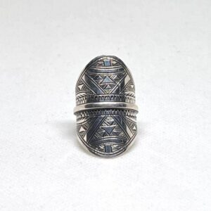 Handmade Berber Sterling Silver Ring: Bohemian Ethnic Jewelry, US Size 9