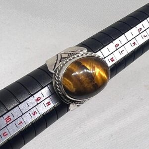 Handmade Sterling Silver Tiger's Eye Ring: Berber Tribal Jewelry, Size 8