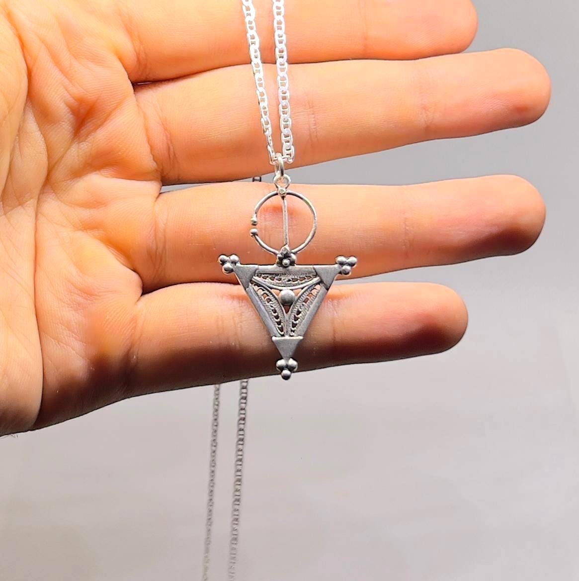 Berber Sterling Silver Fibula Necklace: Amazigh Jewelry