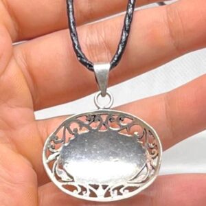 Vintage Baltic Amber Stone Sterling Silver Pendant: Art Round Amber 925 Necklace 17.88g