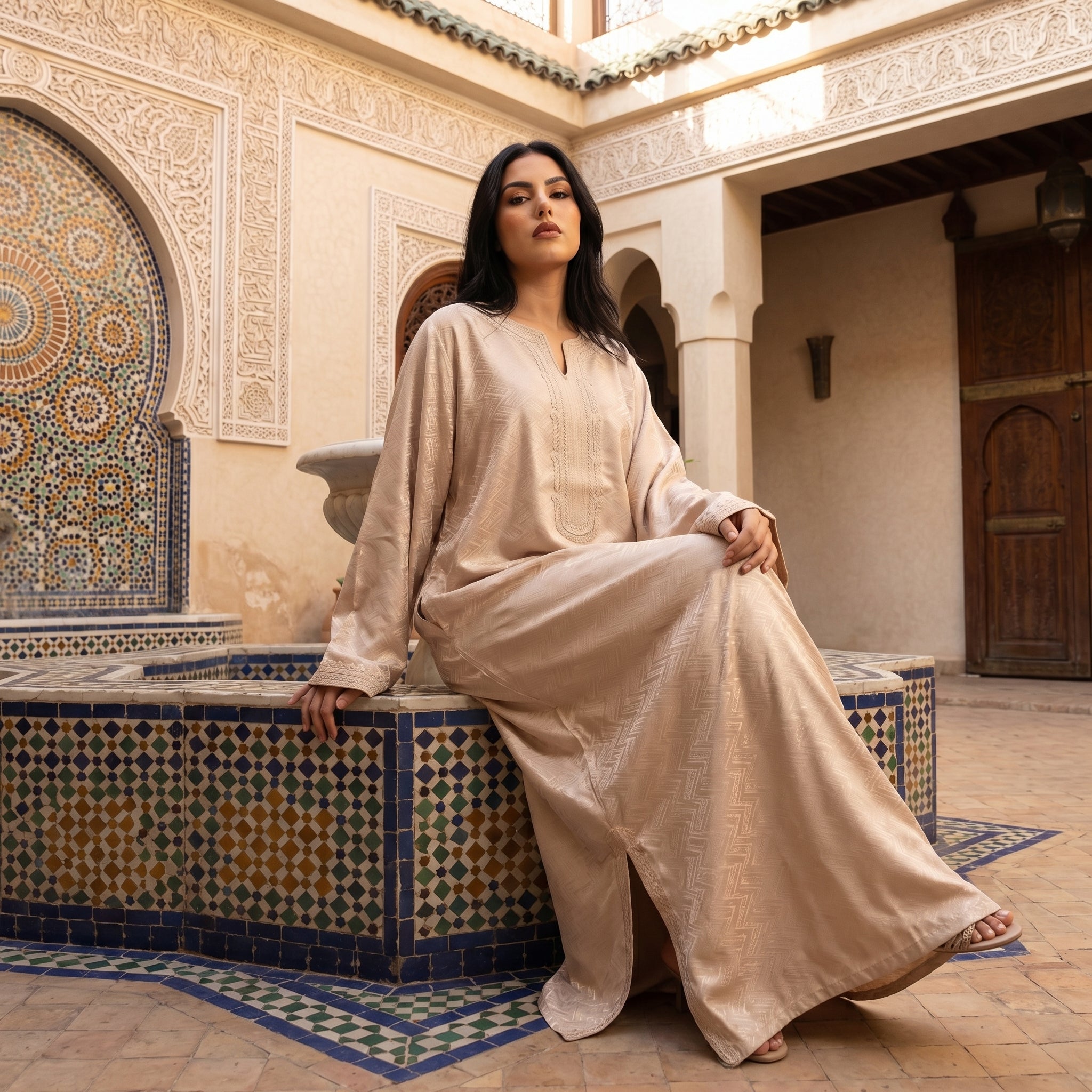 kamkha Kaftan - Beige Occasion Wear