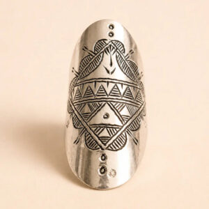 Amazigh Berber Silver Ring – Tanfust Geometric Shield Design