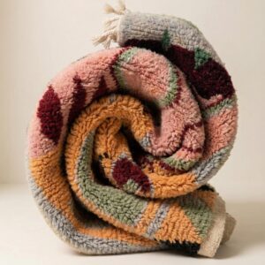 Boujaad Rug - Peach Sage Green Wool Rug - Handmade Geometric Rug - Earthy Boho Area Rug - Colorful Berber Carpet - Multiple Sizes