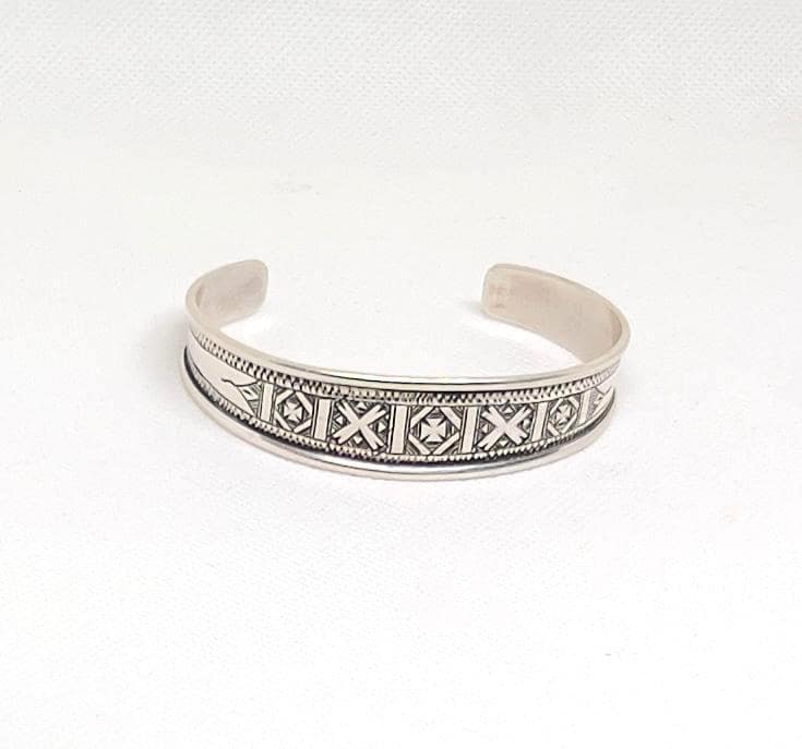 Mali Niger Tuareg Solid Silver Cuff Bracelet: Sterling Berber Bangle Ethnic Tribal Jewelry