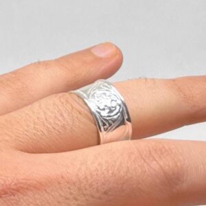 Handmade Berber Sterling Silver Wide Band Ring: Tribal statement Simple Jewelry
