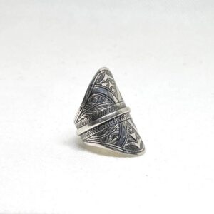 Berber Sterling Silver Ring: Engraved Tuareg Tribal Jewelry, Size 9