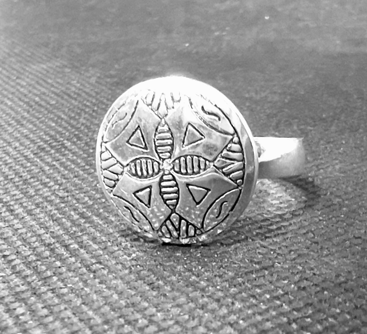 Handmade Sterling Silver Tuareg Ring: Ethnic Boho Berber Tribal Jewelry