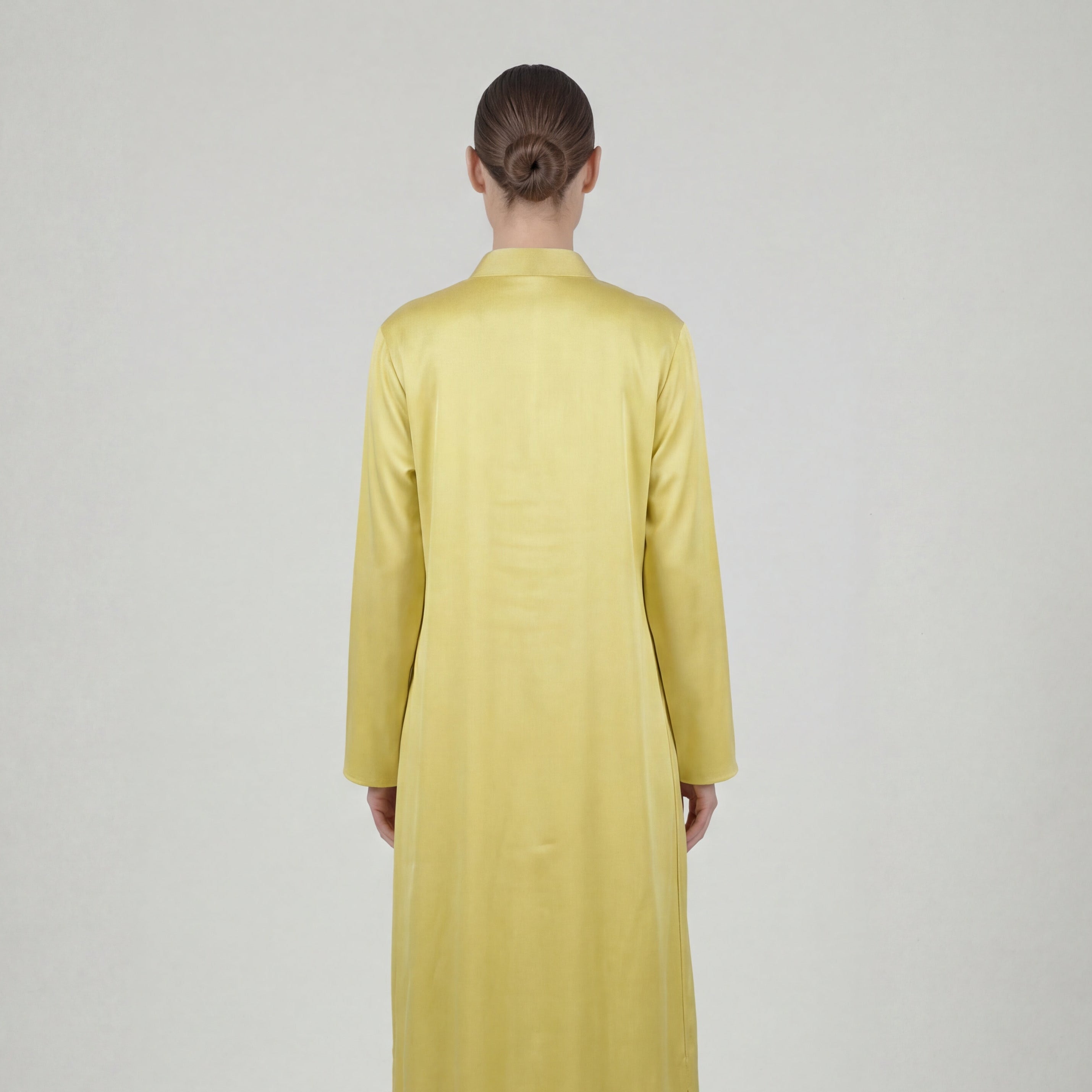 Pastel Embroidered Abaya Dress - Yellow Occasion Wear Elegance - Product Image 2