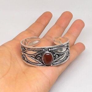 Handmade Berber Plated Silver Cuff Bracelet: Tribal Jewelry