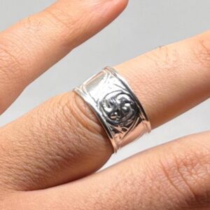 Handmade Berber Sterling Silver Wide Band Ring: Tribal statement Simple Jewelry