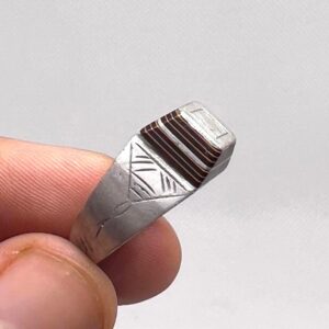 Handmade Antique Silver Tuareg Ring: Ebony Inlay, Size 11