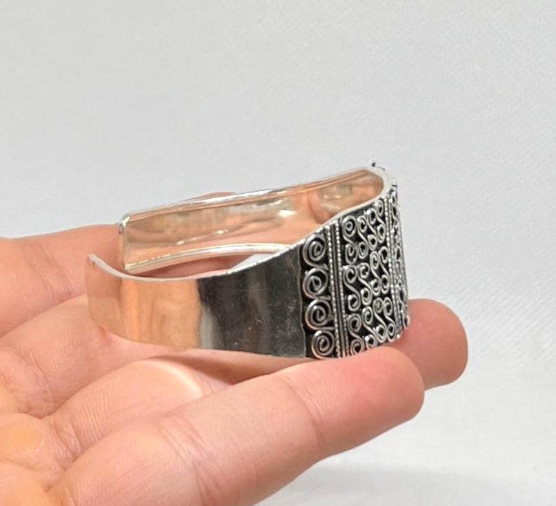 Adjustable Berber Bracelet, Sterling Silver Tuareg Tribal Cuff