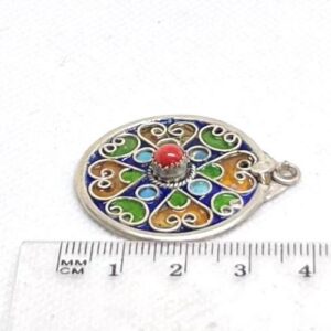 Kabyle Enamel Sterling Silver Pendant: Amazigh Berber Coral Pendant