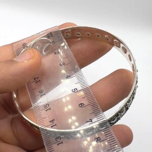 Vintage Sterling Silver Bangle: Handmade Berber Tribal Engraved Bracelet