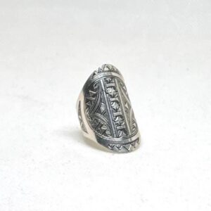 Berber Sterling Silver Ring: Engraved Tuareg Tribal Jewelry, Size 10 US