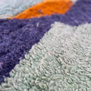 Rug 8x5 ft - Abstract Wool Rug - Color Block Berber Rug - Boho Area Rug Teal Pink - Handmade Living Room Rug - Art Rug